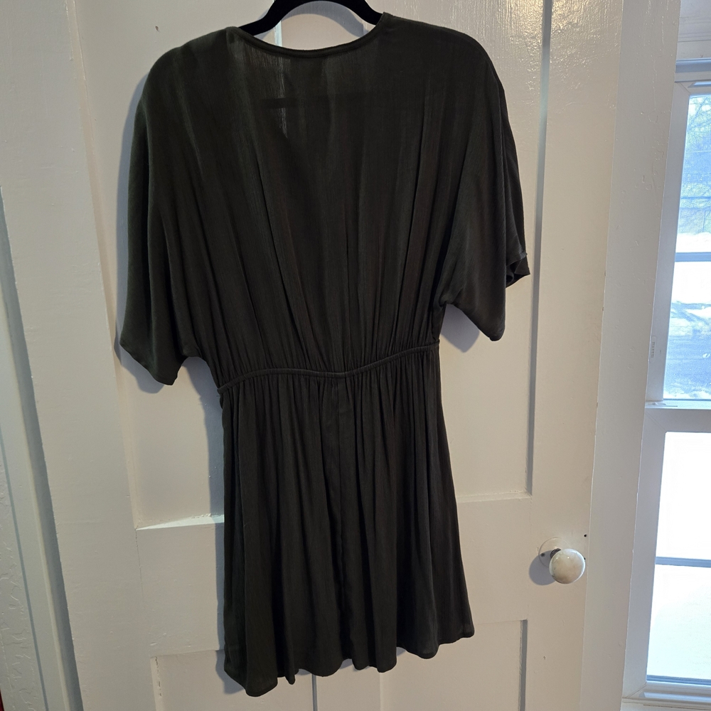 Knox Rose Olive Dress with Pink Floral Embroidery - Picture 2 of 9